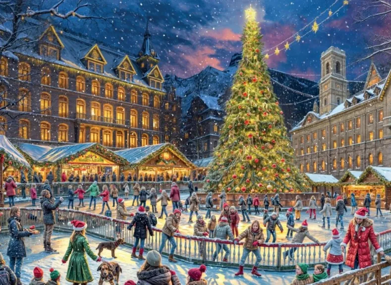 A Cosy Christmas & Skating Around the Christmas Tree Puzzel (2x1000 stukjes)