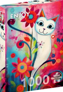A Happy White Cat Puzzel (1000 stukjes)