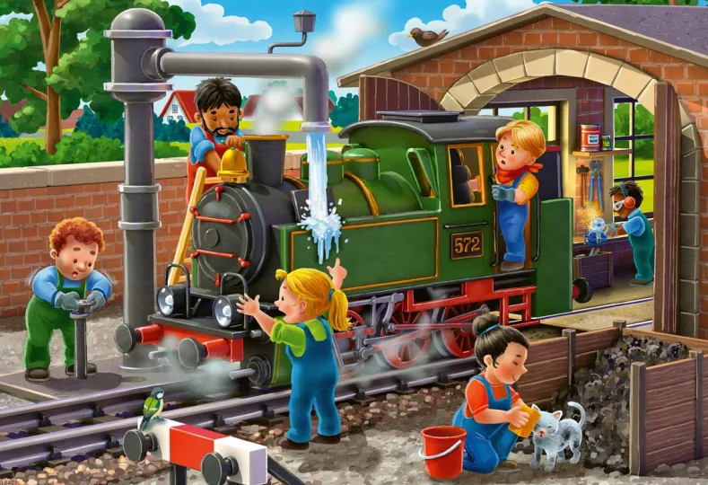 Airplane & Train Repair Puzzel (2x24 stukjes)