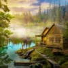 A Log Cabin on the River Puzzel (1000 stukjes)