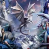 Anne Stokes - Silver Dragon Collage Puzzel (1500 stukjes)