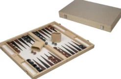Backgammon - Beige, Groot, Kunstleer