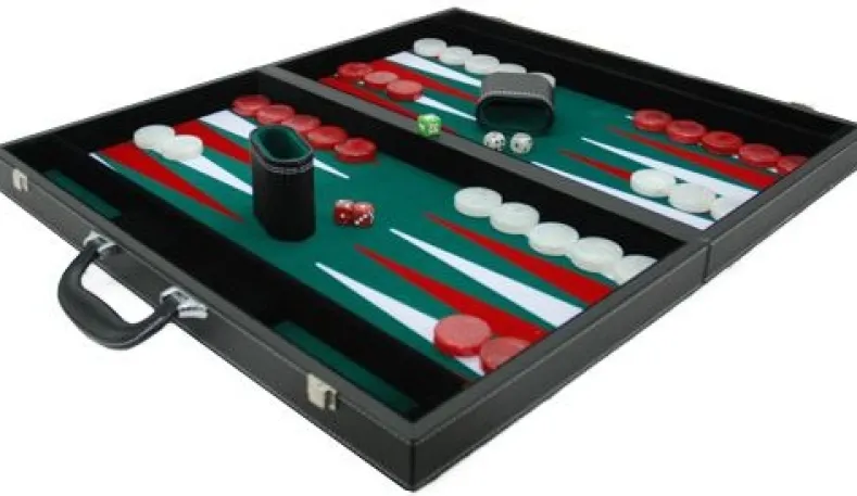 Backgammon Koffer Zwart - Groen 53 cm