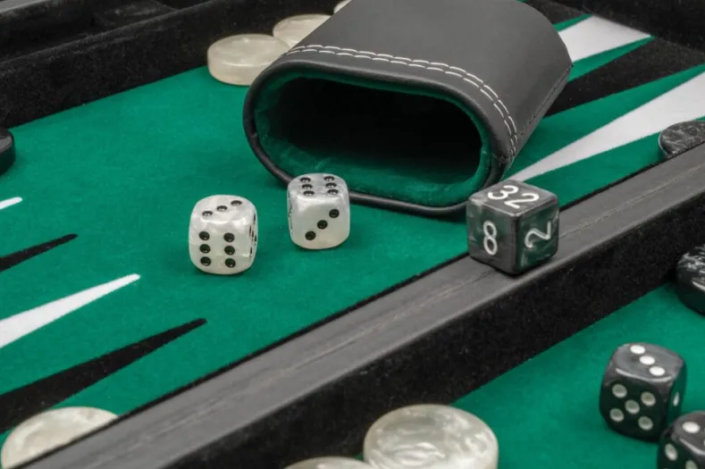 Backgammon - Zwart,Groen,Medium Kunstleer
