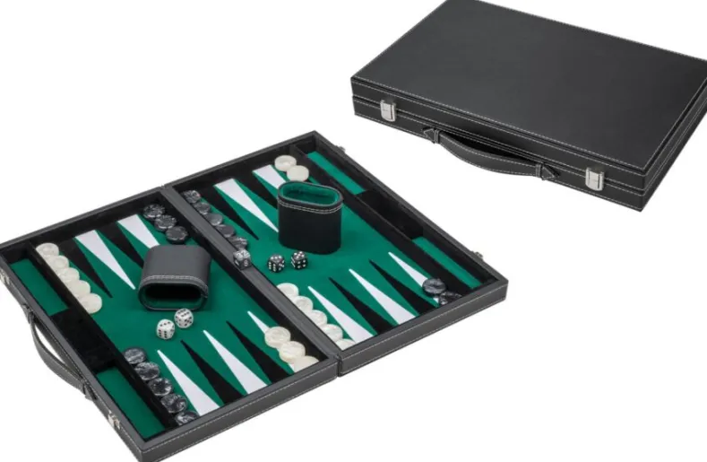 Backgammon - Zwart,Groen,Medium Kunstleer