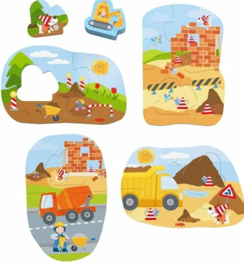 Bouwplaats Puzzel (3 en 4 stukjes)