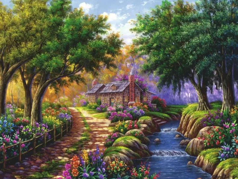 Cottage bij de Rivier Puzzel (1500 stukjes)
