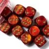 Dice Set - Scarab 16mm - Red-Gold D6 (12 Stuks)
