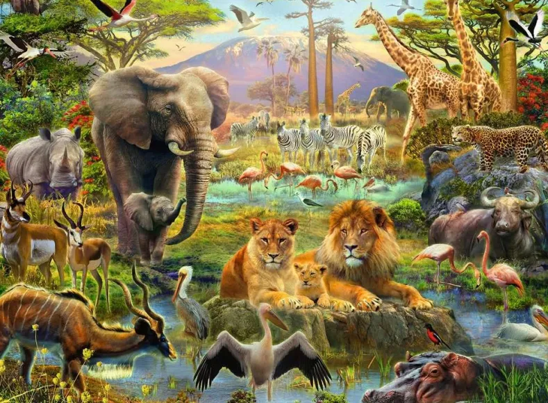 Dieren van de Savanne Puzzel (200 XXL stukjes)