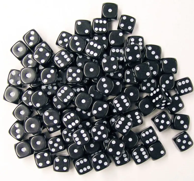 Dobbelstenen 16mm - Zwart (100 stuks)