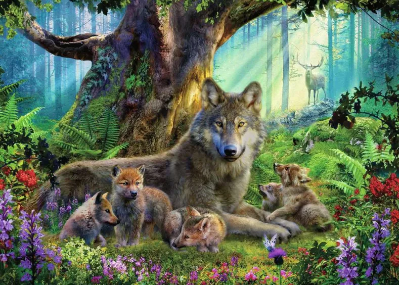 Familie Wolf in het Bos Puzzel (1000 stukjes)