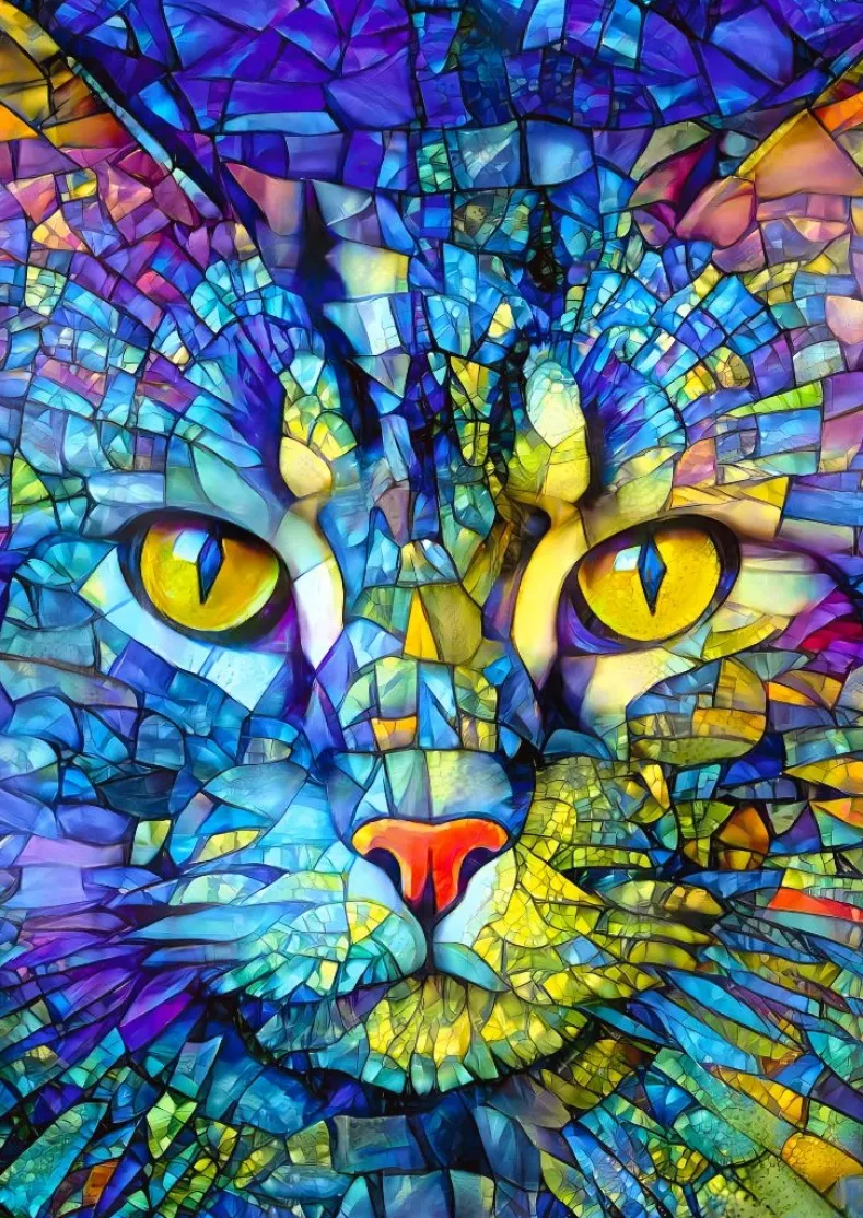 Fiona the Stained Glass Cat Puzzel (1000 stukjes)