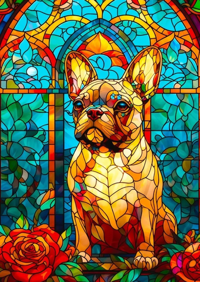 French Bulldog Stained Glass Puzzel (1000 stukjes)