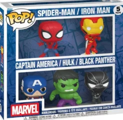 Funko Pop! - Marvel Spiderman, Iron Man, Cpt. America, Hulk, Black Panther (5-Pack)