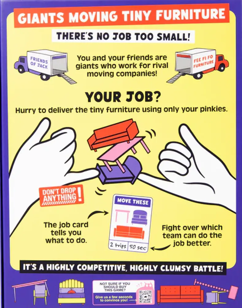 Giants Moving Tiny Furniture - Party Game