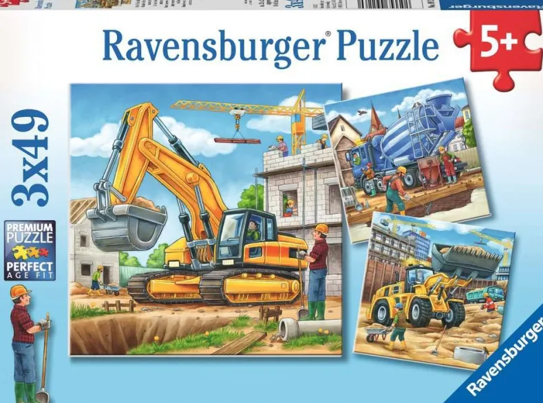 Grote Bouwvoertuigen Puzzel (3x49 stukjes)