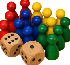 Houten Pionnen / Dobbelstenen Set