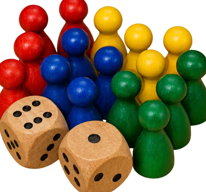 Houten Pionnen / Dobbelstenen Set