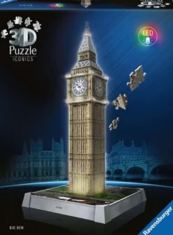 Iconics 3D Puzzel - Big Ben with Lights (216 stukjes)