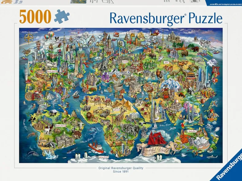 Illustrated World Map Puzzel (5000 stukjes)