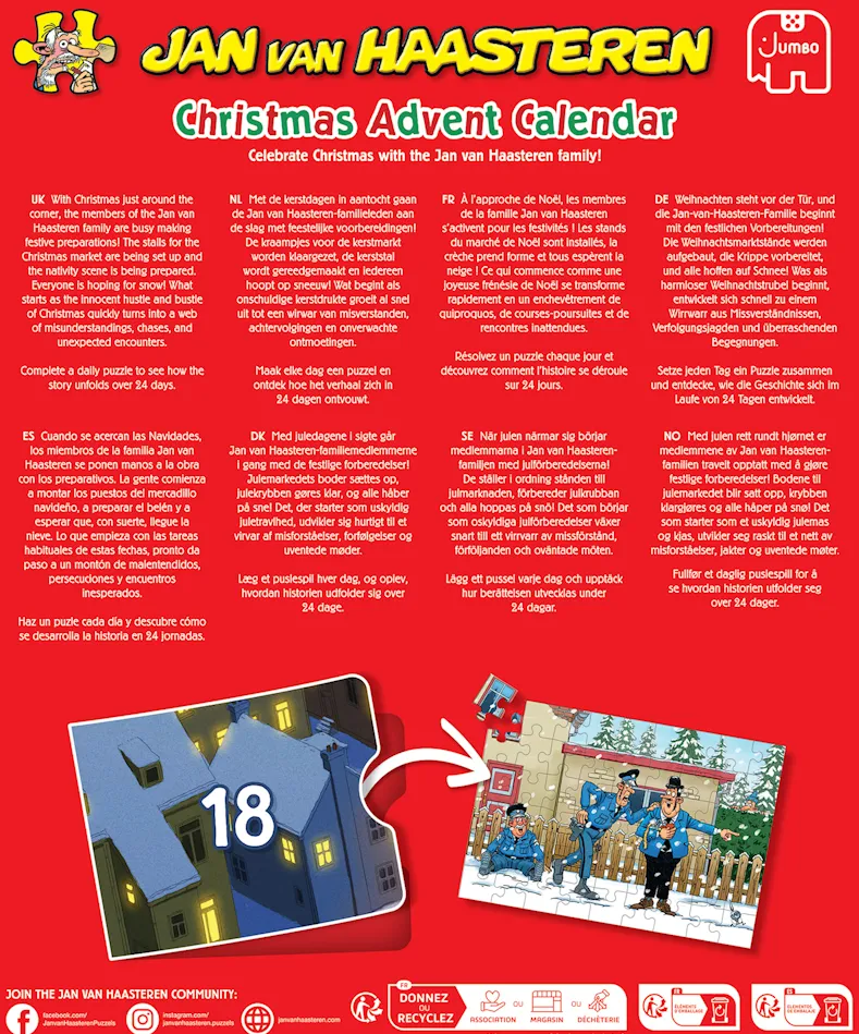 Jan van Haasteren - Adventskalender 2026 Puzzel (24 x 54 stukjes)
