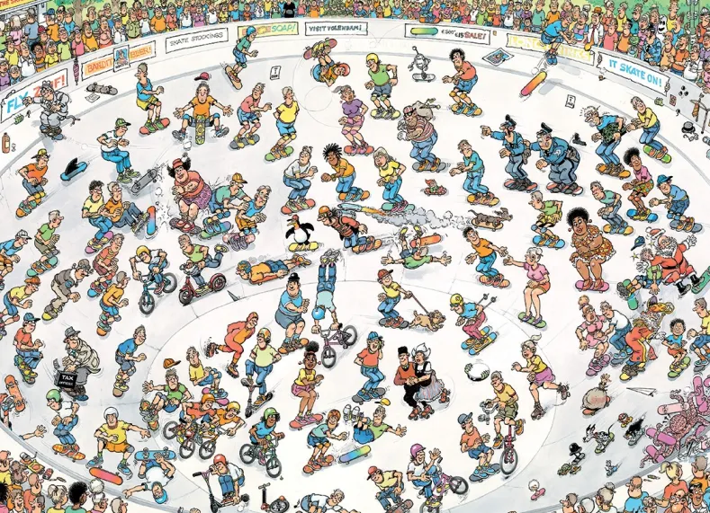 Jan van Haasteren - Skateboarden In De Bowl Puzzel (1000 Stukjes)