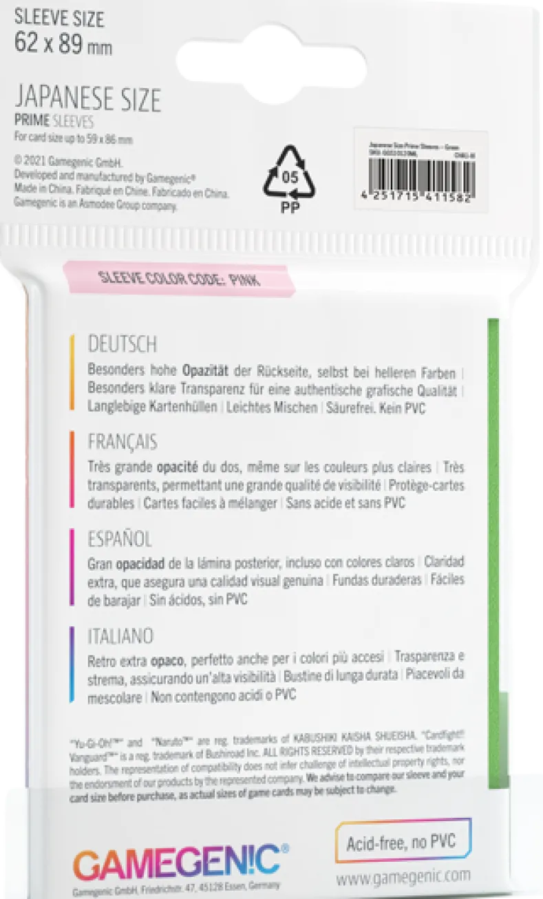 Japanese Sized Sleeves 62x89mm Groen (60 stuks)
