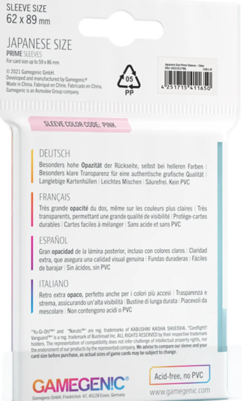 Japanese Sized Sleeves 62x89mm Transparant (60 stuks)