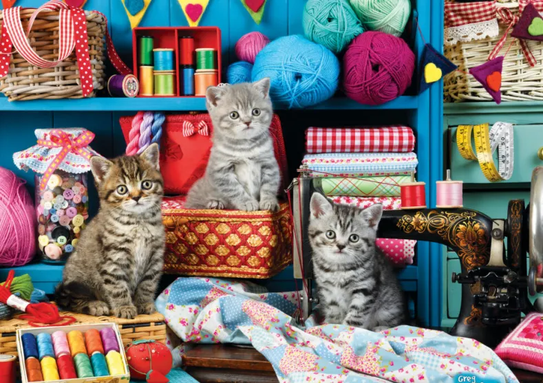 Kittens in the Sewing Room Puzzel (1000 stukjes)