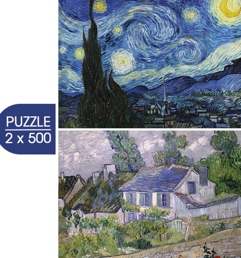 L'Art de Van Gogh - La Nuit étoilée & Maison à AuversPuzzel (2x 500 stukjes)