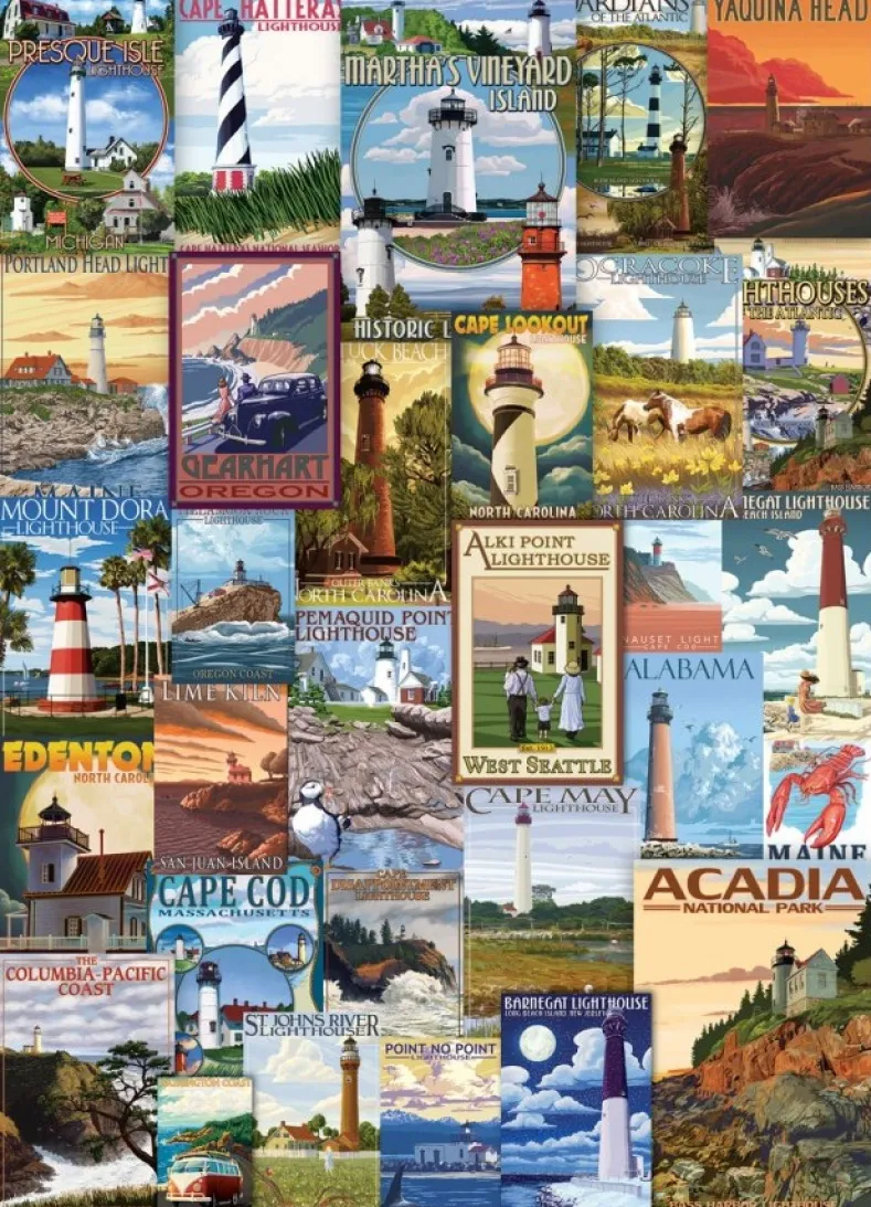 Lighthouses Vintage Posters Puzzel (1000 stukjes)