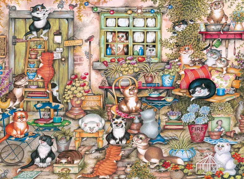 Linda Jane Smith - Courtyard Cats Puzzel (1000 stukjes)
