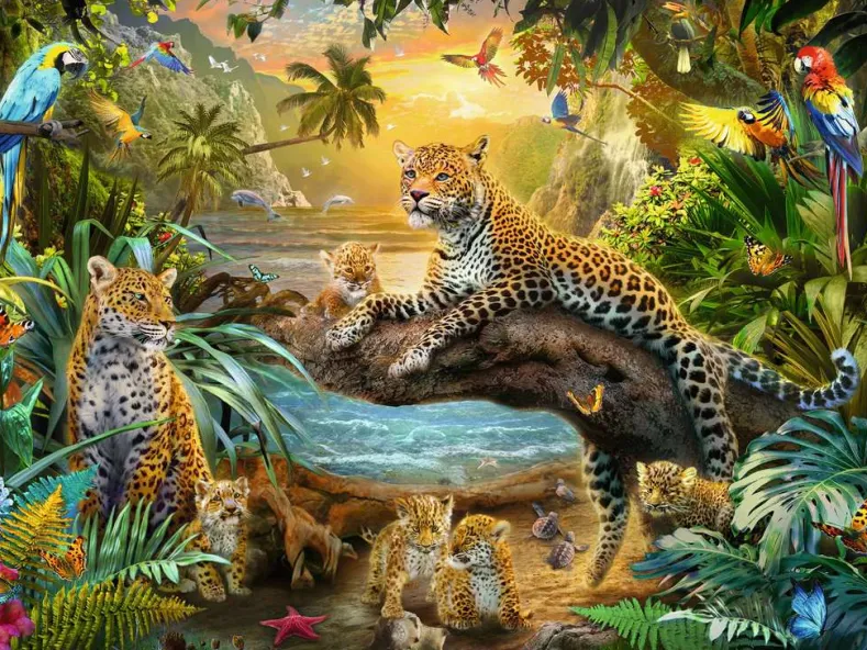 Luipaarden in de Jungle Puzzel (1500 stukjes)