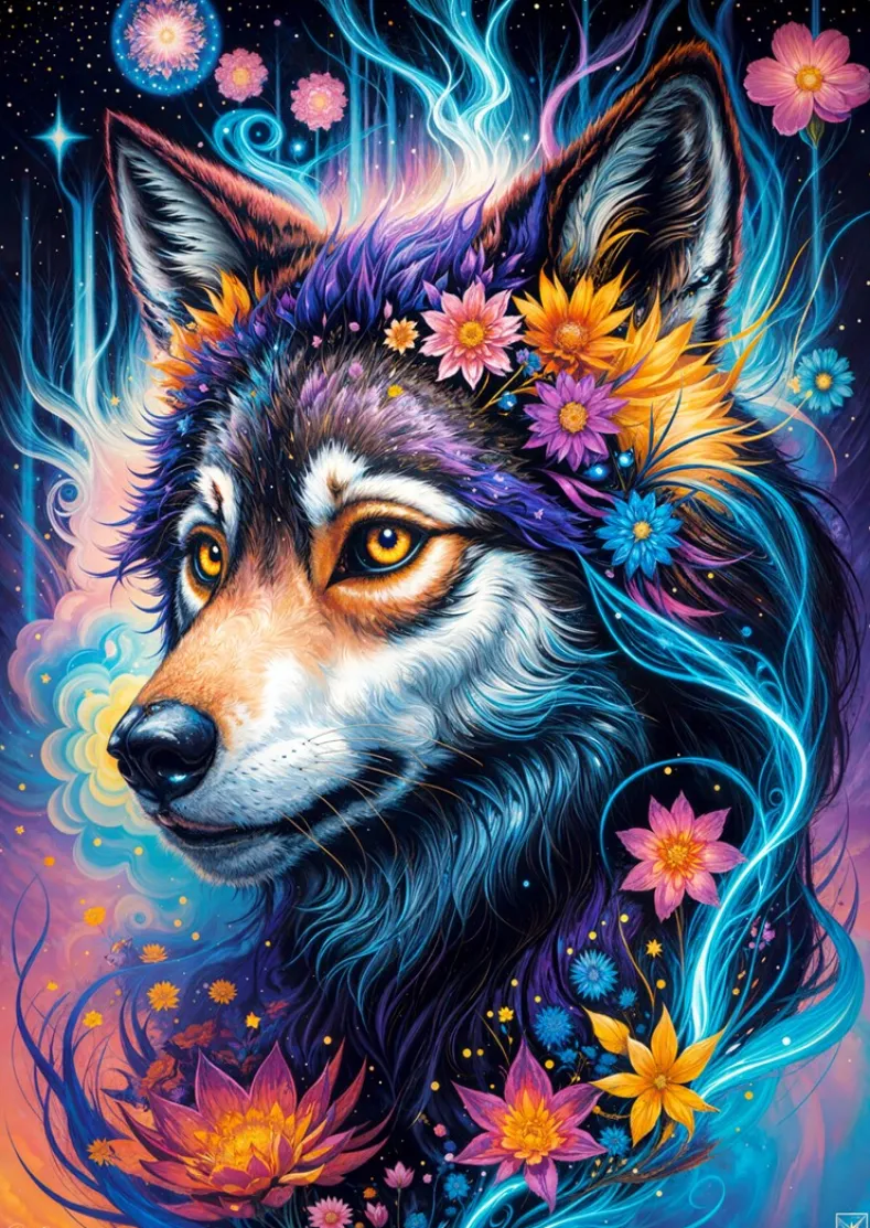 Magical Wolf Portrait Puzzel (1000 stukjes)