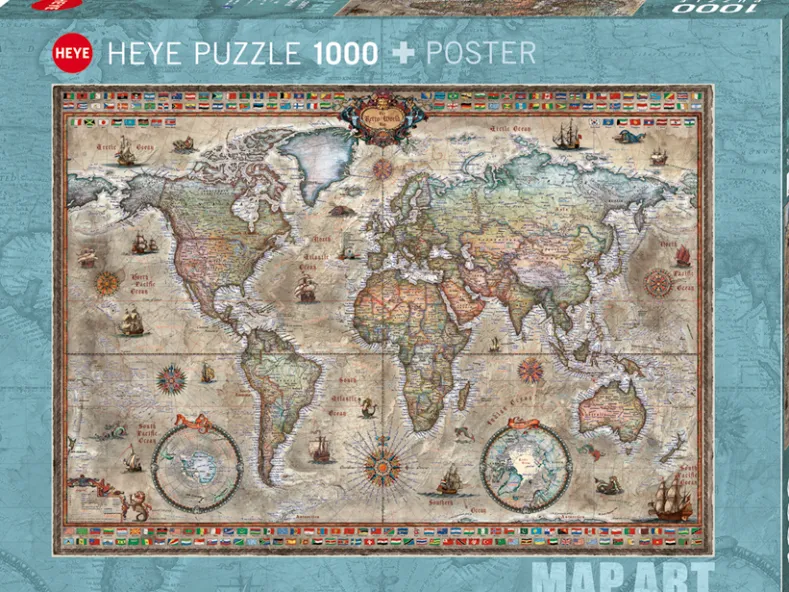 Map Art -Retro World Puzzel (1000 stukjes)