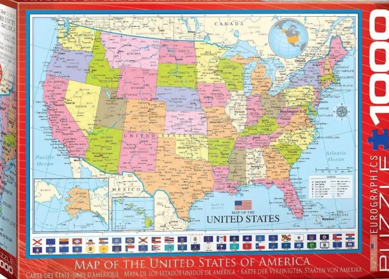 Map of the USA Puzzel (1000 stukjes)