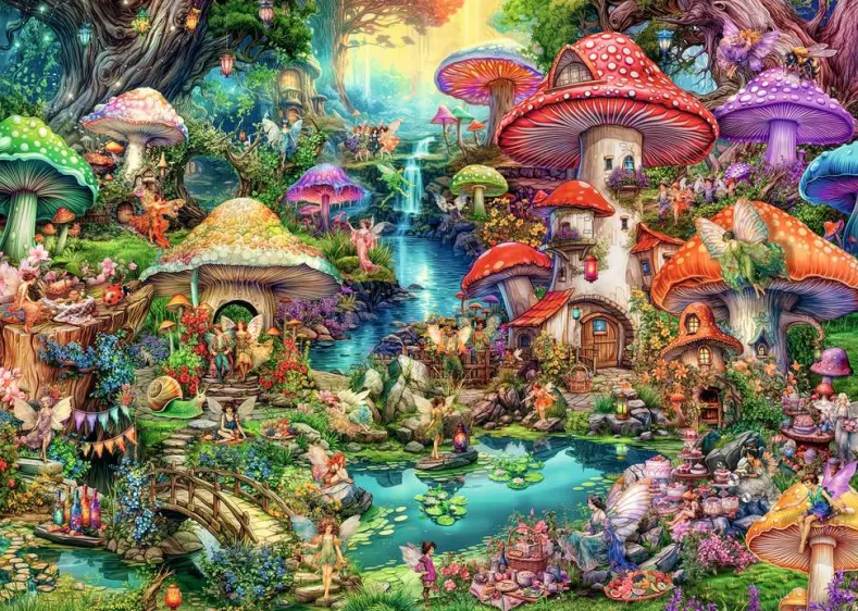Merry Mushroom Village Puzzel (1000 stukjes)