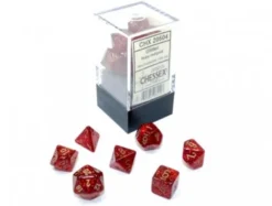 Mini Polydice Dobbelsteen Set Rood/Goud (7 stuks)