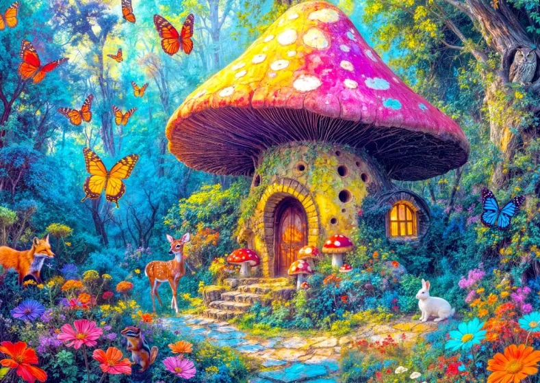Mushroom Cottage Puzzel (1000 stukjes)