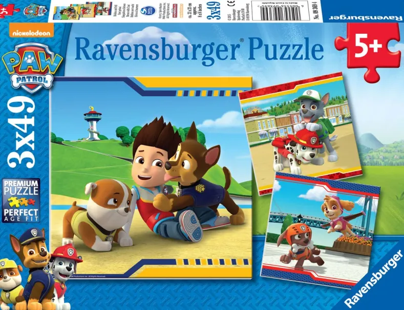 Paw Patrol Helden met Vacht Puzzel (3 x 49 stukjes)