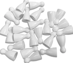 Plastic Spel Pionnen 12x24mm Wit (100 stuks)