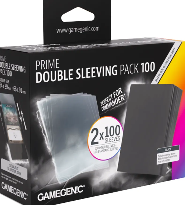 Prime Double Sleeving Pack 66x91mm Clear & Black (100 stuks) - Boxed