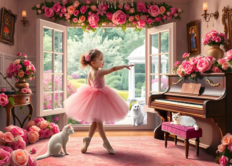 2 Puzzels - Little Ballerina and Romantic Garden Puzzel (500 stukjes)