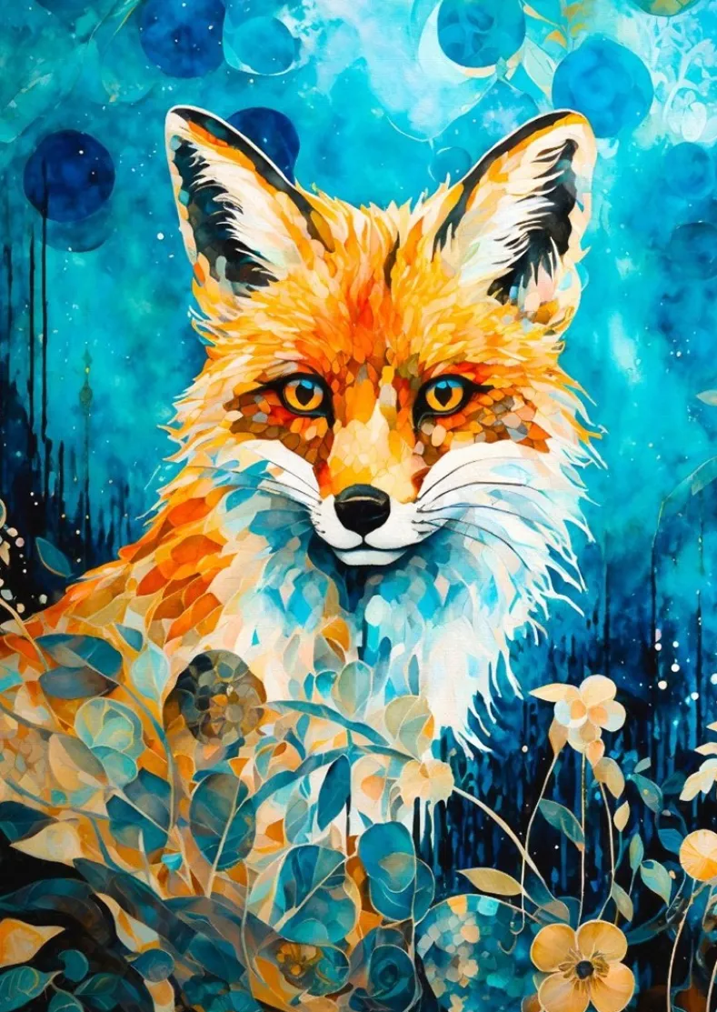 Red Fox on Blue Puzzel (1000 stukjes)