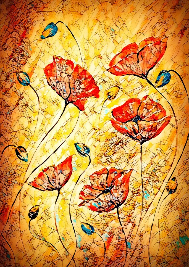 Red Poppy Painting Puzzel (1000 stukjes)