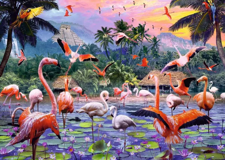 Roze Flamingo's Puzzel (1000 stukjes)