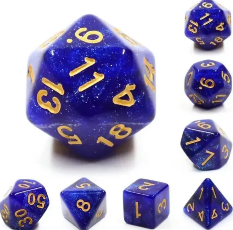RPG Dice Set - Black & Blue Galaxy