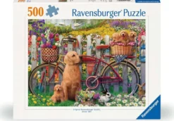 Schattige honden in de tuin Puzzel (500 stukjes)