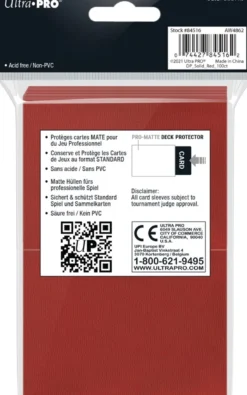 Sleeves Pro-Matte - Standaard Rood (100 stuks)