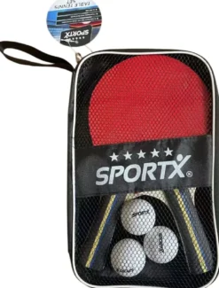 SportX - Tafeltennisset met 3 Tafeltennisballen in Tafeltennistas (5 ster)